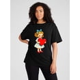 thumbnail image 1 of Camiseta De Verano Para Mujer, Ropa De Calle, Cuello Redondo, Para Acampar, Mochilero, TrabajoAdorable Girl with Heart Cartoon Print T-Shirt - Blend Crew Neck Tee, Short Sleeve, Casual Summer ToCami, 1 of 7