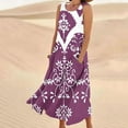 thumbnail image 2 of Womens Casual Maxi Dress Plus Size Vintage Printed Summer Boho Vacation Dresses Casual Round Neck Sleeveless Beach Tank Dresses Trendy T Shirt Long Dress with Wide Pockets 2024, 2 of 5