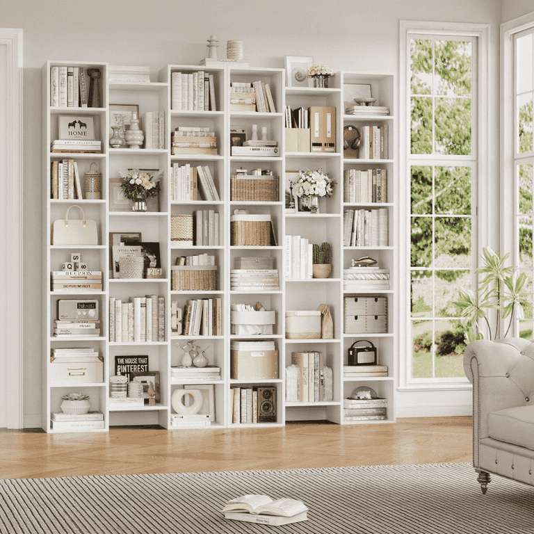 Homfa 71" Tall Cube Bookshelf, White with 21 Cubes photo 8