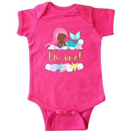 

Inktastic I m 1 Mermaid with Pink Hair and Shells Gift Baby Boy or Baby Girl Bodysuit