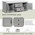 thumbnail image 3 of Canddidliike Wood Cushion Entryway Bench with Storage Drawers and Cabinets, Gray Wash, 3 of 9