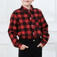 thumbnail image 4 of dazeni Big Boys Plaid Shirt Long Sleeve Flannel Shirt with Chest Pocket Kids Loose Casual Button Down Shirts Fashion Fall Clothes, 4 of 9
