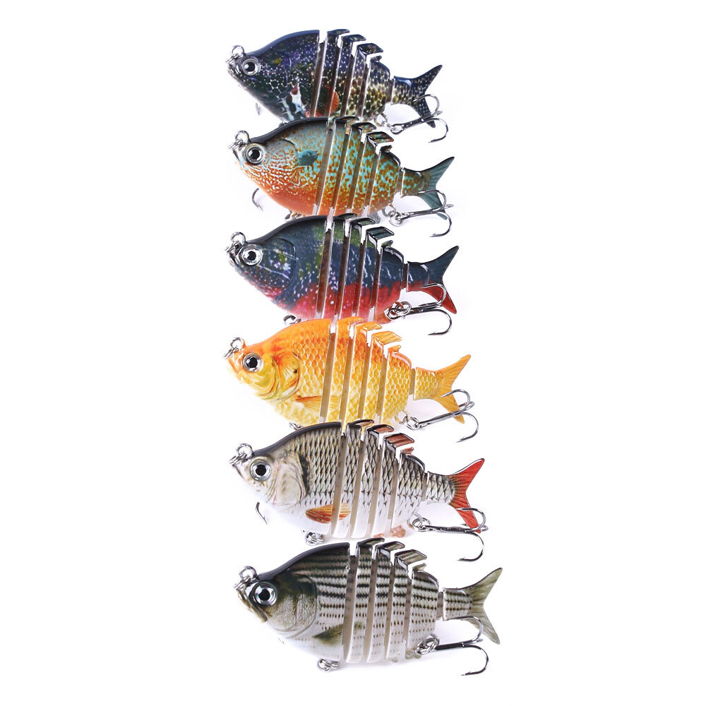 6PCS Lot Multi Jointed Fishing Lures Swimbait Bait Hooks Crankbait 6-Segment