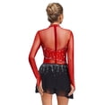 thumbnail image 2 of HULIJA Robe de Patinage Artistique pour Femmes Manches Longues en Mesh avec Strass Compétition de Ballet Bourgogne TG, 2 of 7
