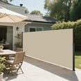 thumbnail image 2 of 118" x 71" Retractable Patio Privacy Screen with UV Blocking & Wind Protection - Durable Polyester Shade Awning for Balcony, Garden, Beige, 2 of 7