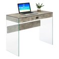 thumbnail image 3 of Pemberly Row One-Drawer Glass 36-inch Desk in Gray Wood Finish, 3 of 7