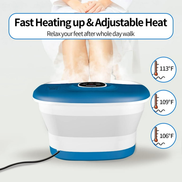 KNQZE Collapsible Heated Foot Spa, 16 Rollers, Bubbles