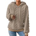 thumbnail image 2 of Fulijie Big And Tall Sweaters,Mens Sweaters Big And Tall Clearance,Womens Fleece Jackets,Women's Solid Plush Spliced New Hooded Thickened Jacquard Long Sleeve Sweater Coat Top, 2 of 7