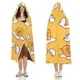 thumbnail image 3 of Gudetama Hooded Blanket Poncho, Wearable Hooded Blanket Cozy Soft Warm Plush Fleece Blanket for Adult Women Men, 3 of 7