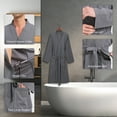 thumbnail image 6 of FashGudim Mens Lightweight Waffle Knit Robe Soft Kimono Spa Bathrobes Knee Length Summer Robes (Light Grey,5XL), 6 of 6