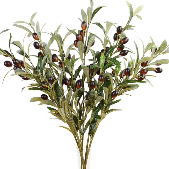 Artificial Olive Branches for Vases Faux Olive Branch Fake Branches Stems for Vase Fake Tree Branches (5 Branches, 28.7 inch/Each)