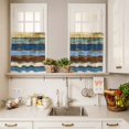 thumbnail image 3 of Vintage Curtain Valances Set Farmhouse Blue Brown Wood Grain Country Style Kitchen Curtains 24&nbsp;inch Length Rod Pocket Valance and Tiers 3 Piece Set Small Bedroom Bathroom Laundry Decor, 3 of 9