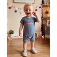 thumbnail image 6 of Cenuakty Infant Boy 0-18M Independence Day  Romper Summer Crew Neck Short Sleeve America Flag Embroidery Waffle Knit Jumpsuit, 6 of 9