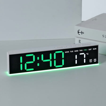 Ohmyroo Digital Alarm Clock with Date and Temperature Display LED Bedside Timekeeper for Office and Home