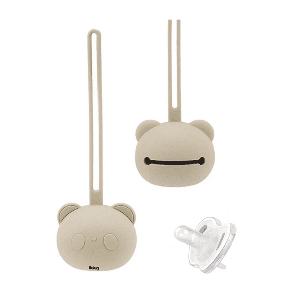 Porta Chupones Bebé, Silicona Estuche Para Guardar Chupete Belug, Beige