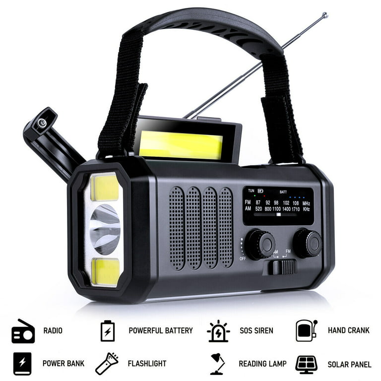10000mAh Solar Radio, Crank Radio, Emergency Radio, NOAA/AM/FM Weather  Radio, USB Type-C Charging,Dynamo Radio,Polymer Battery,Torch & LED Reading