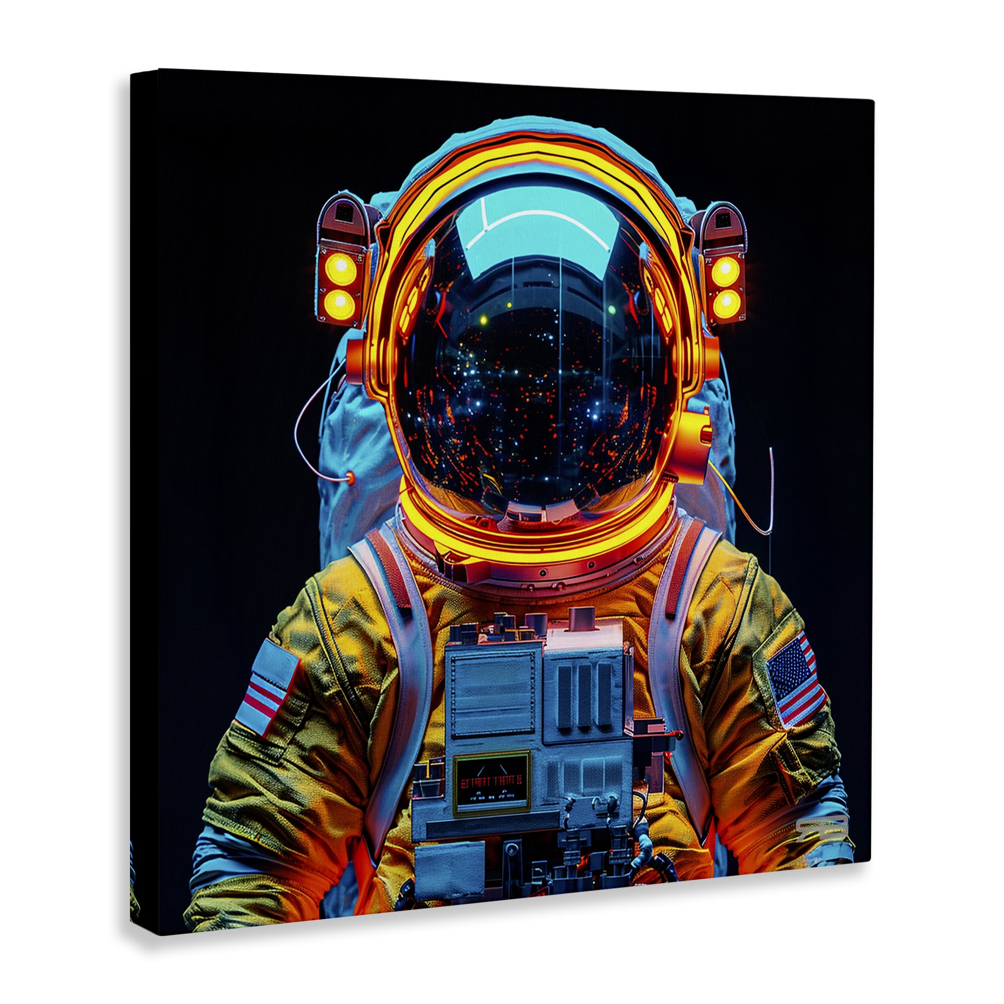 Stupell Industries Astronaut with Reflective Helmet Astrology & Stars Painting Wrapped Canvas Art Print Wall Art, 24 x 24