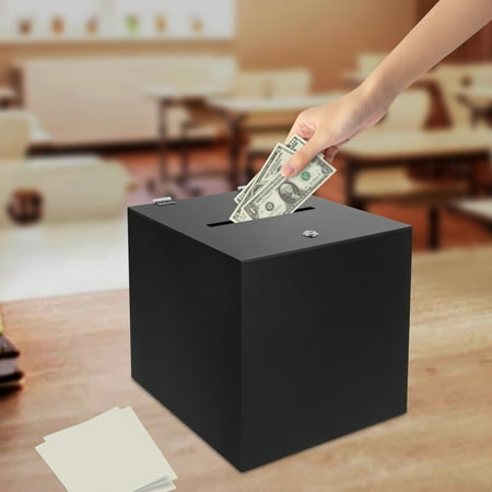 Shzicmy 12*12*12in Black Deluxe Donation Box Tip Jar Ballot Suggestion With Lock USA