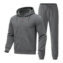 Brondbend Mens Jogger Set Mens Tracksuits 2 Piece Set Hooded Long Sleeved Solid Pocket Pullover and Elastic Waist Sweatpants Outfits Loose Fall Winter Running Fitness Workout Suits,Dark Gray