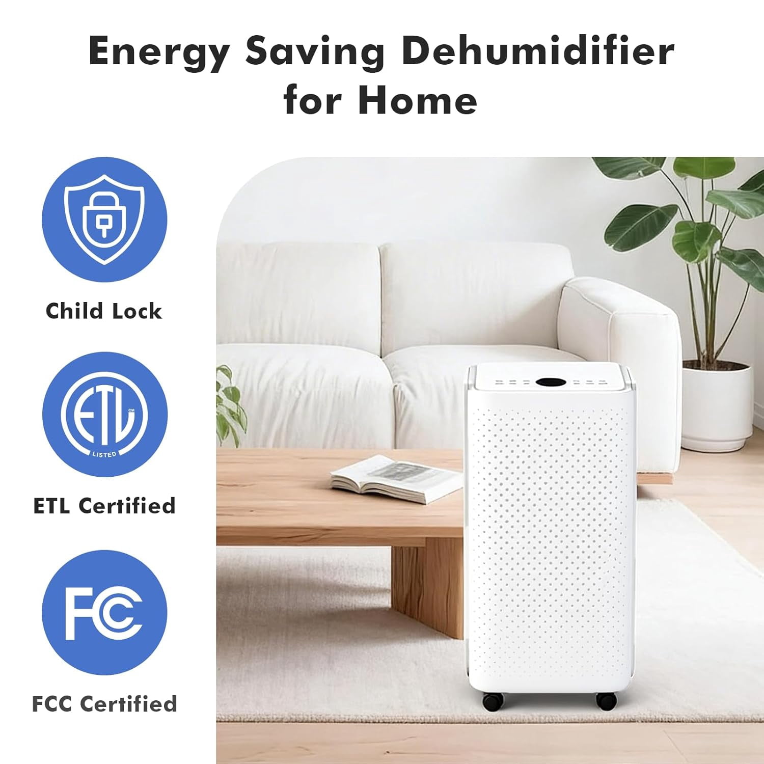 30-Pint Dehumidifier with Drain Hose for 2,000 Sq Ft Basements, 0.53 Gallon Tank, 38dB Quiet Operation, Smart Humidity Control for Whole Home, Bedroom & Bathroom