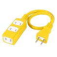 thumbnail image 1 of Unique Bargains AC 125V 15A US Plug Sockets 3 Outlet Electric Power Adapter Strip 50cm Yellow, 1 of 1