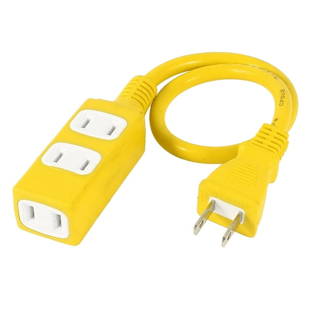 Unique Bargains AC 125V 15A US Plug Sockets 3 Outlet Electric Power Adapter Strip 50cm Yellow