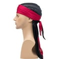 thumbnail image 5 of Silky Durag Caps, Two Tone Pirate Caps, Long-Tail Headwraps Wide Straps Turban for Men Boys, Multicoloured, 5 of 6