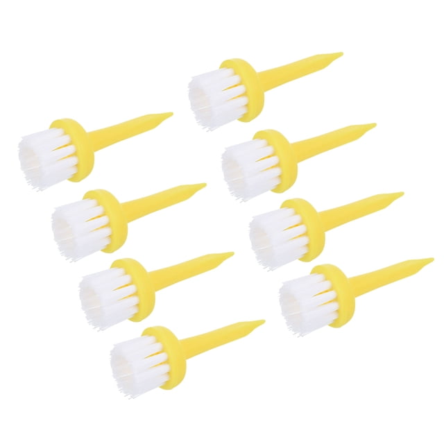 2 Inch Golf Tee Brush Top, 12 Pack Unbreakable Plastic Golfing Tees for Men and Women, Yellow