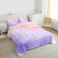 thumbnail image 5 of Feelyou Dreamy Constellation Child Queen Comforter Set, Star Starry Sky Bedding Sets, Purple Galaxy Reversible Bedding Comforter Set, Breathable Home Decor,3 Pieces, 5 of 8
