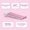 thumbnail image 6 of FYC Walking Pad Treadmill with 15% Auto Incline, 350 lbs Capacity 3.5HP Ultra Quiet Brushless Motor, 0.5-6MPH Speed, Bluetooth Speaker & APP, Under Desk Treadmill for Home Office Hiking (Pink), 6 of 9