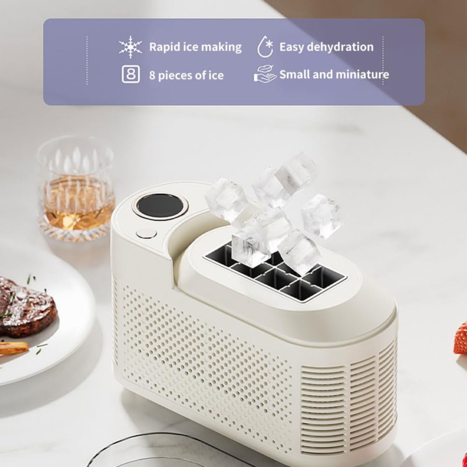 NICEME Ice Maker Countertop Ice Maker Countertop Self Cleaning Ice Cube Makers With Basket And Tweezer 8 Cubes In 10 15 Mins For Home Kitchen Camping