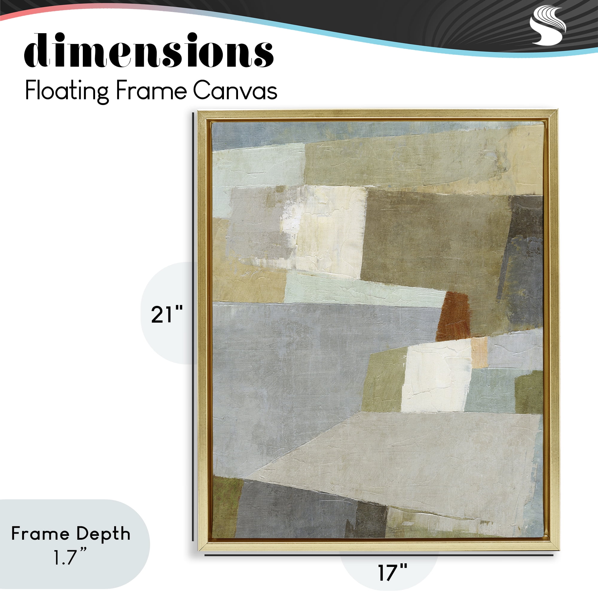 Stupell Industries Causeway Neutral Geometrics Gold Framed Floater Canvas Wall Art, design by Suzanne Nicoll