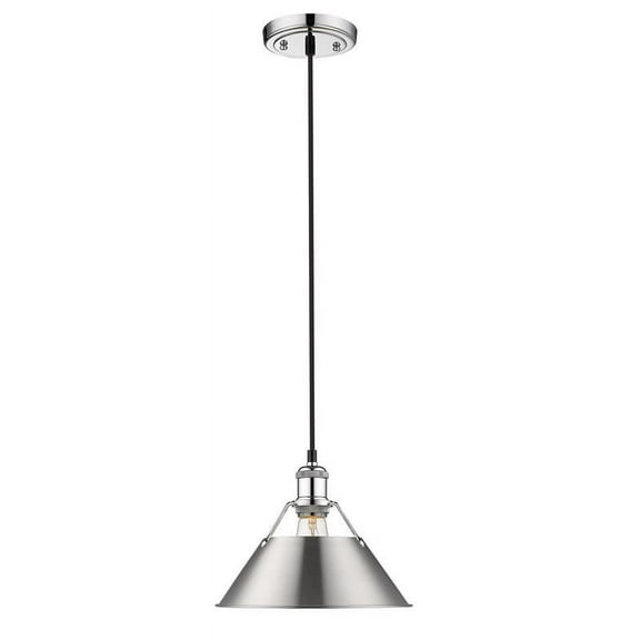 Yep by Golden Lighting Orwell 1-light 10in Pendant in Chrome and Pewter shade