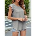 thumbnail image 5 of Womens Casual Tops for Women Crewneck Ruffle Short Sleeve Blouses Black L, 5 of 9