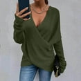thumbnail image 2 of Duoif Sweaters for Women Trendy Women Fashion Solid Color Long Loose Long Sleeve Knit Sweater Coat Women's Sweaters Womens Tops Army Green M, 2 of 5