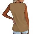 thumbnail image 6 of Ydkzymd Womens Tank Tops Khaki Henley Fashion Solid Color Tunics Plus Size Petite Sleeveless Blouses Button Up Flowy Casual T Shirts Khaki L, 6 of 7