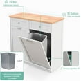 thumbnail image 5 of Tolead Wooden Double Tilt Out Trash Cabinet, Free Standing Laundry Sorter Cabinet, White, 5 of 8