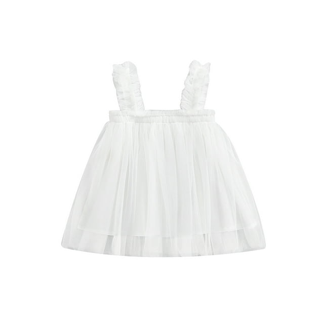 xiaxaixu Robe en Tulle pour Fille, Robe d'Été Sans Manches Plissée Unie pour Fête et Spectacle