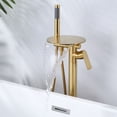 thumbnail image 4 of Wowow Single-Handle Floor Mount Freestanding Tub Faucet with Hand Shower and Waterfall Spout in Gold, 4 of 5