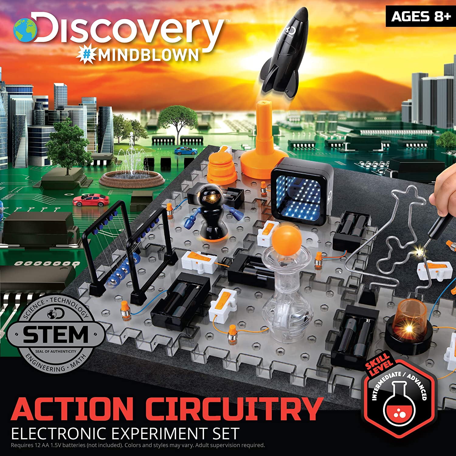 Discovery™ #MINDBLOWN Action Circuitry Electronic Experiment Science STEM Toy, Teens (51 Pieces)