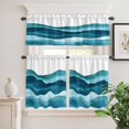 thumbnail image 6 of Teal Blue Curtain Valances Set Water Ripple Abstract Gradient Coean Waves Kitchen Curtains 24&nbsp;inch Length Rod Pocket Valance and Tiers 3 Piece Set Small Bedroom Bathroom Laundry Decor, 6 of 9