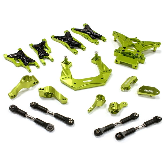 Integy RC Toy Model Hop-ups C25482GREEN Billet Machined Suspension Kit for Traxxas 1/10 Nitro Slash 2WD