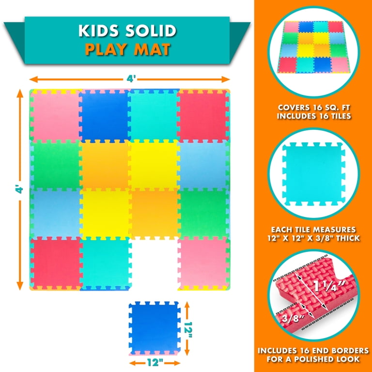ProSource Kids Solid Puzzle Play Mat, 4' x 4' photo 2
