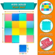 ProSource 16-Piece Foam Puzzle Mat, Kids Foam Play Mat, Homeschool Room Essentials, 4' x 4'