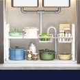 thumbnail image 3 of Hyasfey Retractable Storage Rack Anti-Corrosion Strong Load-bearing Bathroom Under-Sink Expandable Heavy Duty Metal Shelf Organizer, 3 of 8
