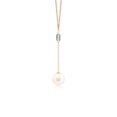 thumbnail image 2 of ANGARA Freshwater Cultured Pearl & London Blue Topaz Lariat Necklace in 14K Rose Gold for Women | June Birthstone, Birthday, Anniversary, Jewelry Gift for Women | Pearl Necklace, 2 of 7