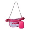 thumbnail image 2 of Madden NYC Women’s Clear Convertible Fanny Pack with Rhinestone Pouch, Fuchsia, 2 of 5