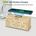 thumbnail image 2 of LIZZ DreamSky Wooden Digital Alarm Clock with Wireless Charging for Bedroom, Bedside Nightstand Clock with Charger Station, USB Port, Large Numbers, Adjustable Volume, Brightness Dimmer, DST, 2 of 7