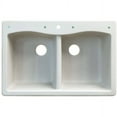 thumbnail image 3 of Transolid Aversa 33in x 22in silQ Granite Drop-in Double Bowl Kitchen Sink with 4 CABD Faucet Holes, In White, 3 of 4