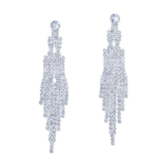Wedding Earring Silver Rhinestone Chain Dagnel Earrings